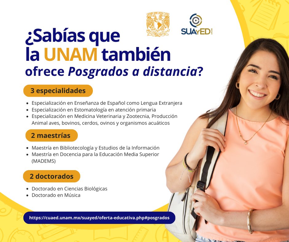 Oferta académica a distancia en la UNAM, nivel posgrado.