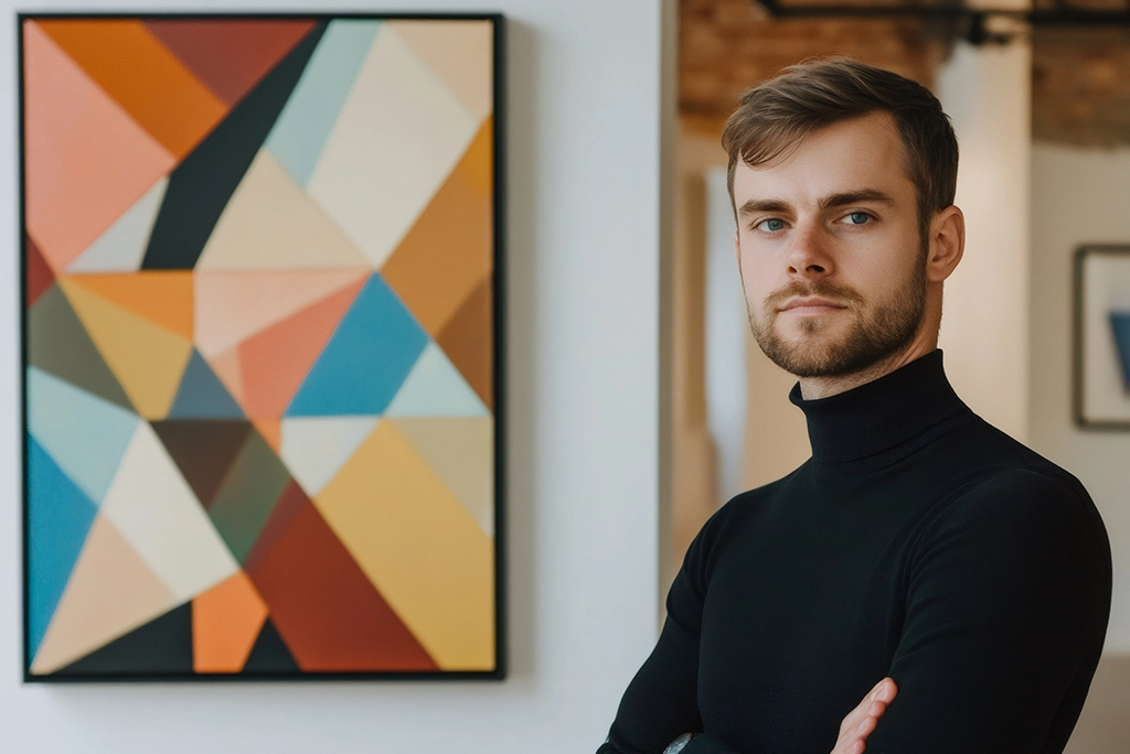 Estudiante de maestrías de bellas artes trabajando en su obra, ideal para egresados del INBAL que buscan especialización