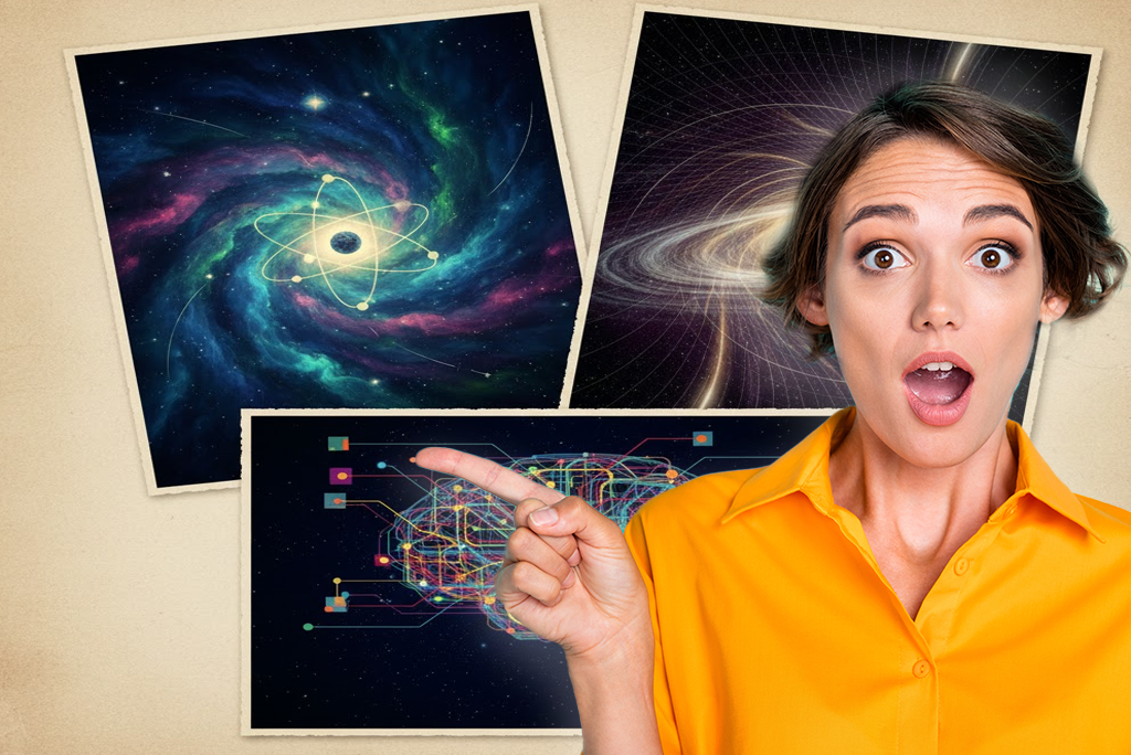 Collage de portadas de tesis famosas del siglo XX que incluye representaciones de los trabajos de Marie Curie, Stephen Hawking y los fundadores de Google.